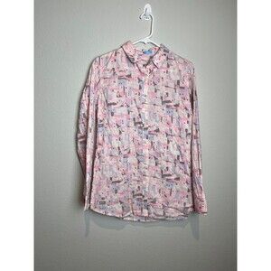 J. McLaughlin Button Up Shirt Womens S Pink Geometric Long Sleeve Print Top